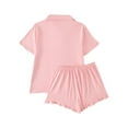 thumbnail image 3 of zbxnLI Women Sets Pajamas Short Sleeve Women's Solid Color Button down Tops with Shorts Sleepwear Comfy Soft Loungewear, 3 of 7