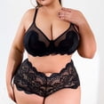 thumbnail image 4 of Levmjia Womens Lace Lingerie Set Plus Size Bow Wireless Solid Color Adjustable Spaghetti Strap V Neck Bra And High Waist Panty Suit Honeymoon Bedroom, 4 of 8