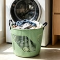 thumbnail image 2 of Stackable Plastic Laundry Storage Basket - Large Capacity Breathable Bin for Wet Clothes, Towels, and Household Items - Durable and Versatile Organizer for Home Use,Green, 2 of 5