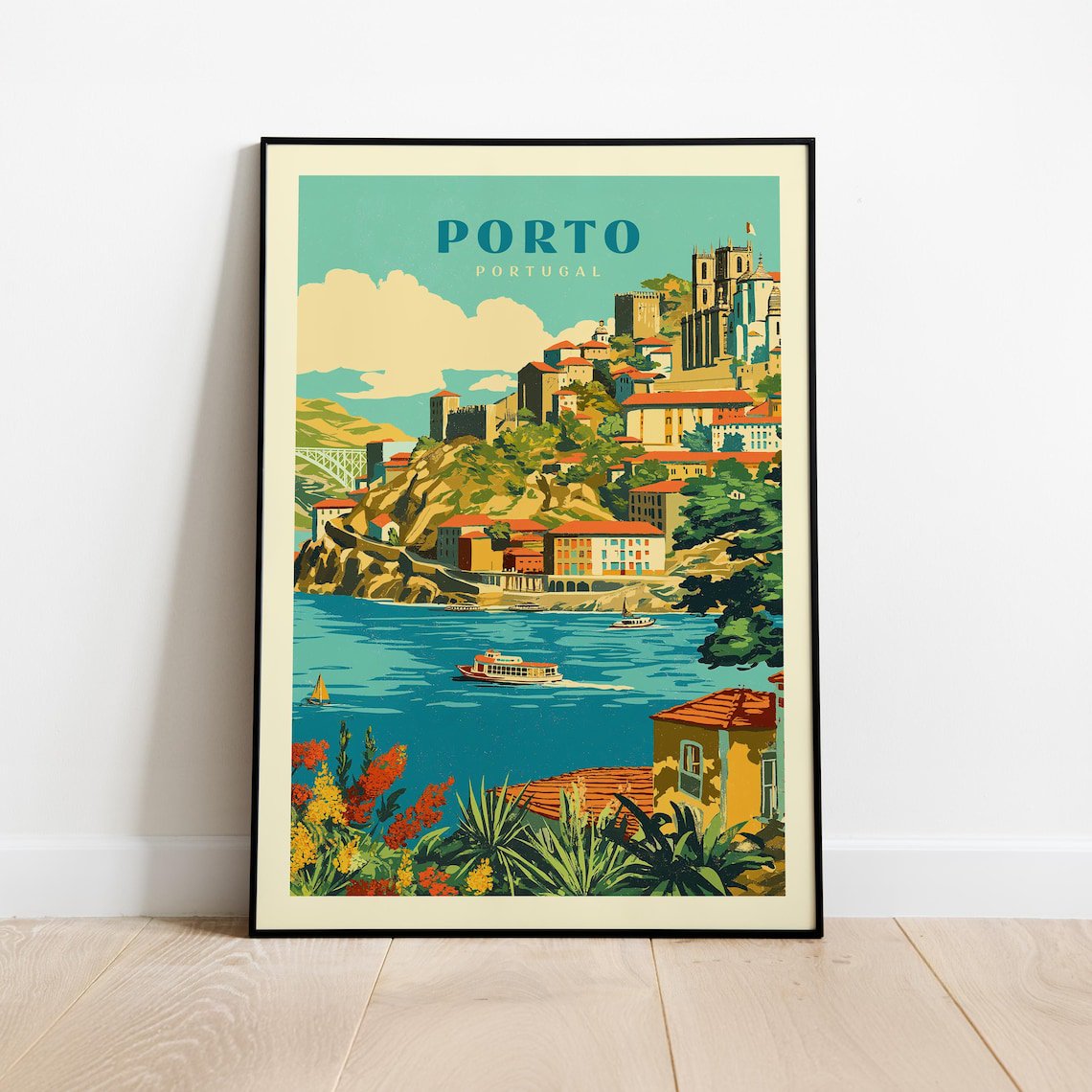 Vintage Porto Travel Poster: Retro Portugal Art Print