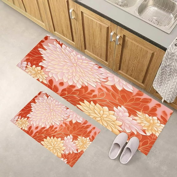 Boho Floral Kitchen Rugs and Mats Non Skid for Floor Anti Fatigue Kitchen Mat Kitchen Decor