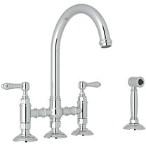 Rohl Italian Kitchen San Julio Three Leg Bridge Faucet With Metal Levers Sidespray And "C" Spout In Polished Chrome
