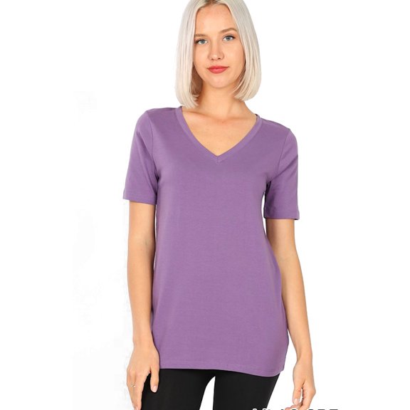 FDPlus Women's Plus Size Perfect V-neck Tee T-Shirt