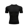 thumbnail image 1 of LUXUR T-Shirts de Compression pour Hommes Hauts d'Été Unis Col Rond T-shirt de Sport Décontracté Manches Courtes T-shirt Muscle Noir 3TG, 1 of 3
