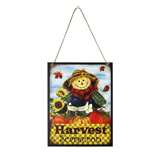 Fall-themed Pumpkin Scarecrow Door Sign Eye-catching Plaque Outdoor Hanging Plaque Gift Craft Adorable Thanksgiving Wall-mounted Hanger JM00927