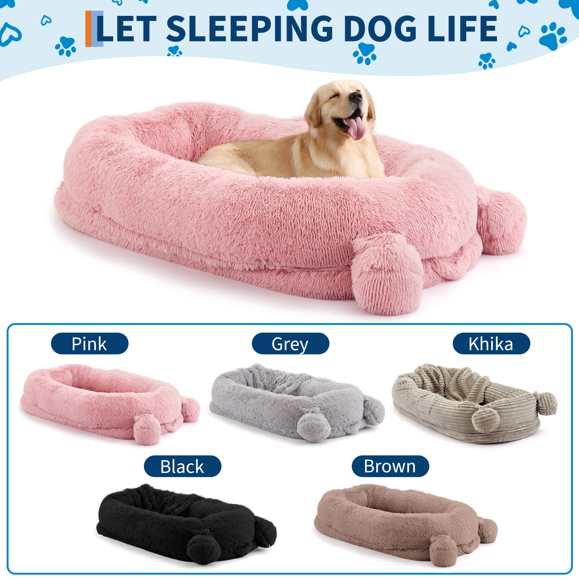 COOLYI Orthopedic Dog Beds for Extra Large Dogs 44x32Inch, Waterproof Memory Foam XL Pet Bed with Sides, Non-Slip and Egg-Crate Foam with Washable Removable Cover Pink