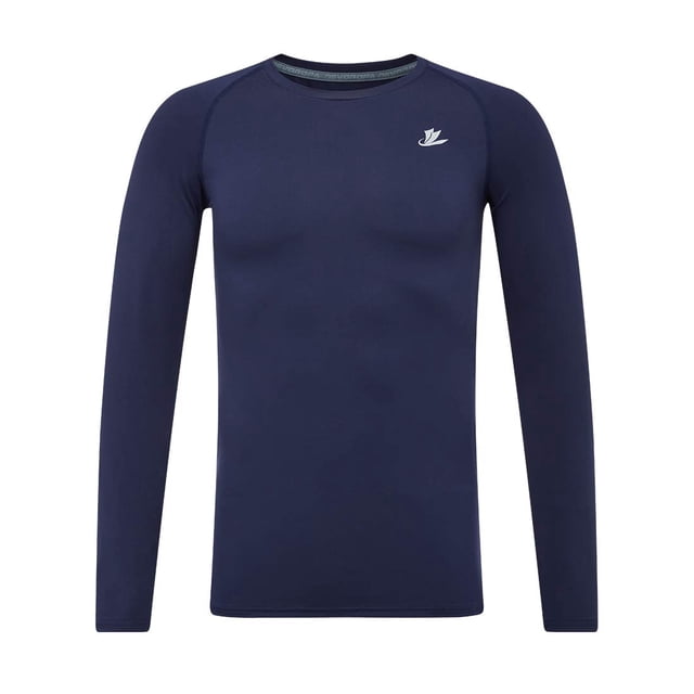 Camiseta de compresión DEVOROPA para jóvenes y niños, con forma de husky, manga larga, para fútbol y béisbol, capa base deportiva de secado rápido, azul marino, XS
