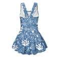 thumbnail image 5 of COEQINE Girls One Piece Swimsuit with Skirt Sleeveless Cute Skirted Bathing Suit Hawaiian Swimwear for Kids 3-4 Years, Summer Swim Dress for Water Play, Marine Starfish Seashell Coral Blue, 5 of 8