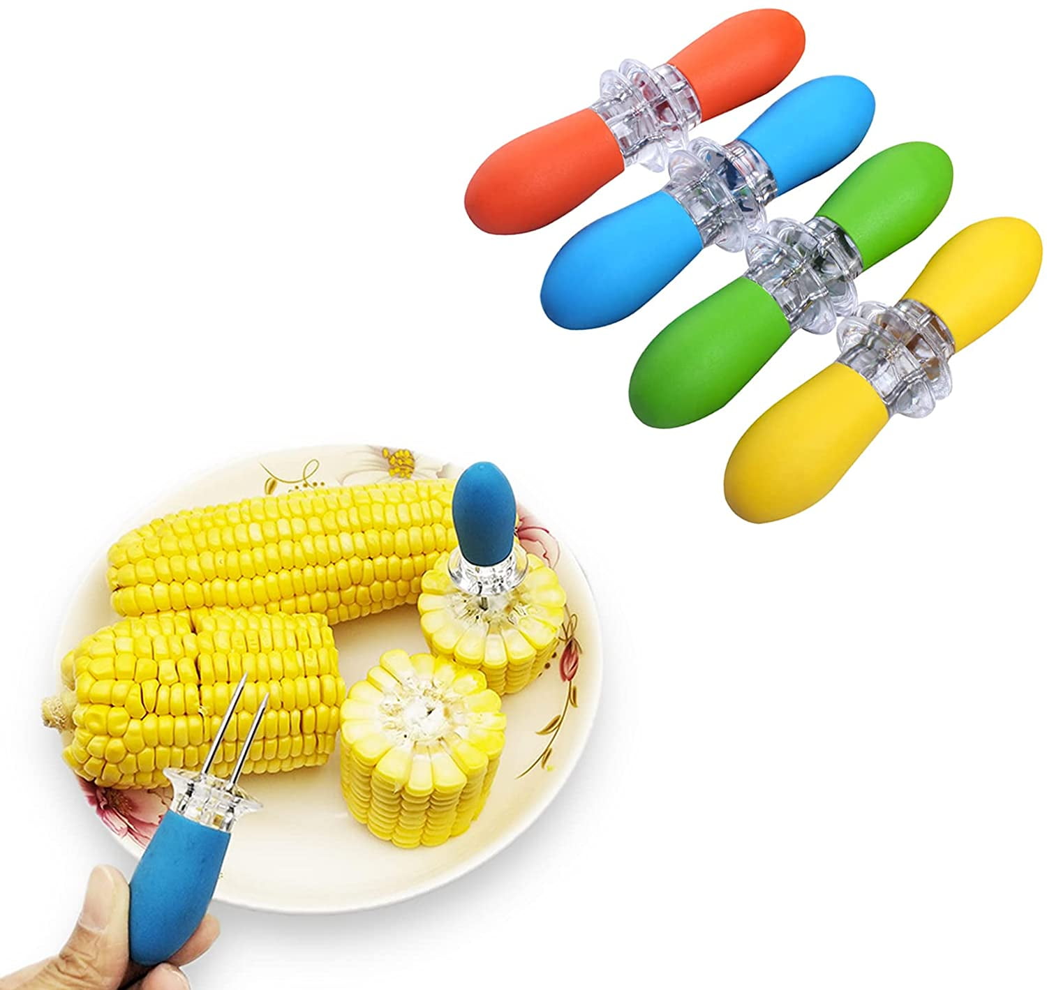 Corn on the Cob Forks Holders Stainless Steel Corn Cob Style Handle Pack of 6 