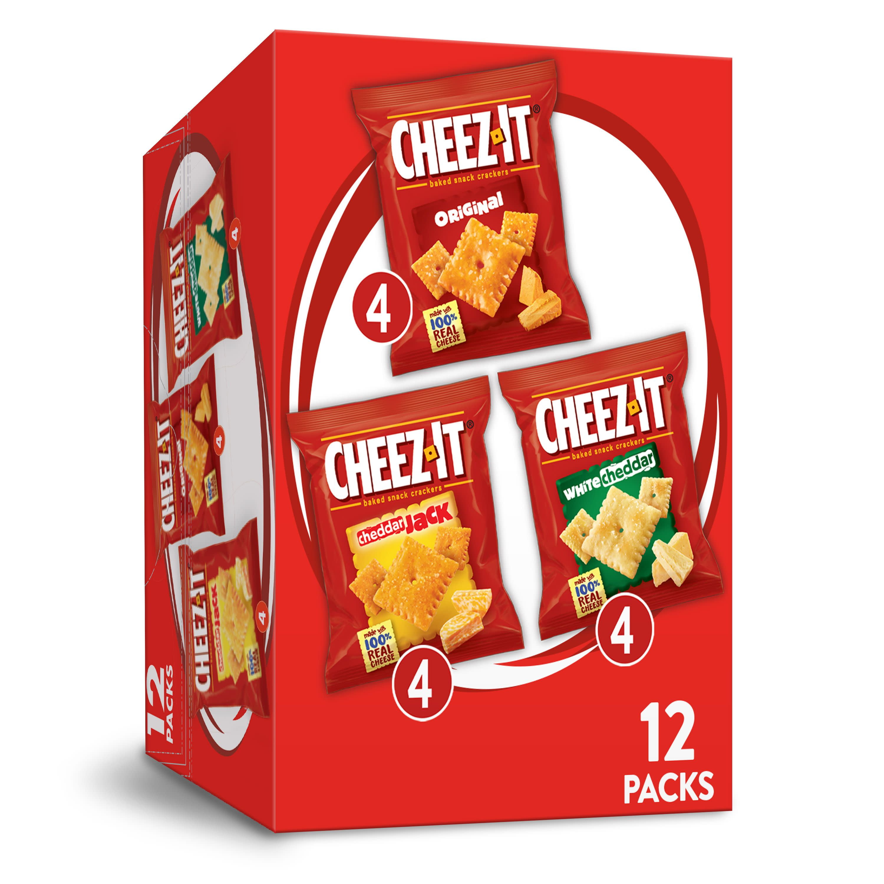 CheezIt, Baked Snack Cheese Crackers, Variety Pack, 12 Ct, 12.1 Oz