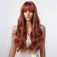 thumbnail image 4 of Perruques Longues Bouclées pour Femmes Perruques Ondulées Longues avec Frange Plate pour Filles Perruque Cosplay Remplacement de Cheveux pour Usage Quotidien Perruques A9, 4 of 5