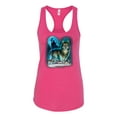 thumbnail image 2 of Wild Bobby, Wolf Howling At the Full Moon Wolf Pack Animal Lover Ladies Racerback Tank Top, Raspberry, Large, 2 of 3
