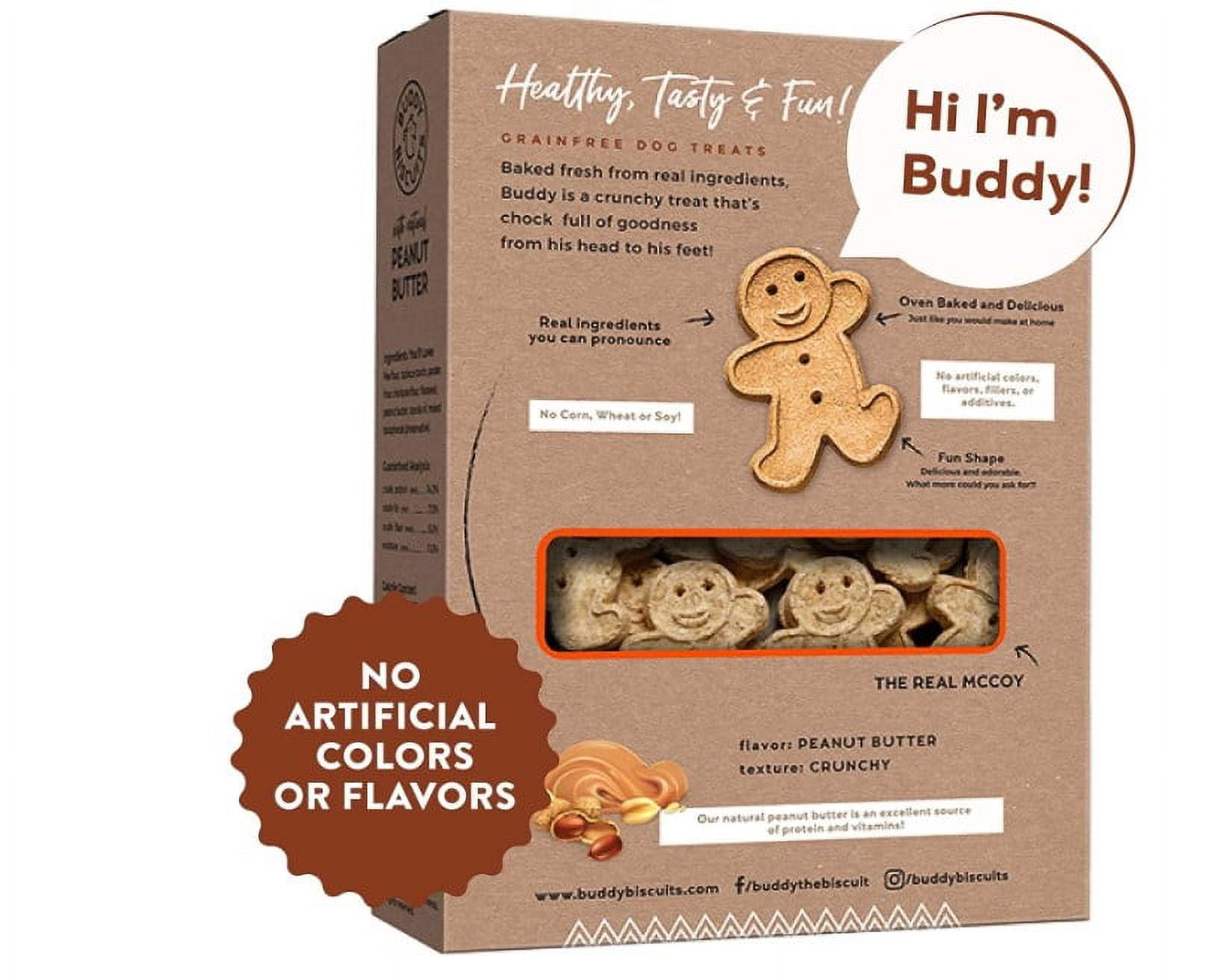 Buddy Biscuits Grain-Free Oven baked Treats with Peanut Butter Dry Dog Treats - 14 Oz. Pack Of 2