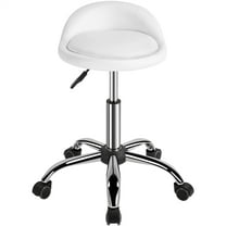 Renwick Adjustable Rolling Salon Stool Swivel Spa Massage Manicure Stool, White