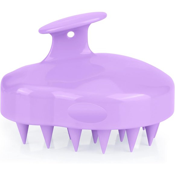 FREATECH Masseur de Cuir Chevelu Brosse à Shampooing avec Poils en Silicone Doux et Flexibles pour Soin des Cheveux et Relaxation de la Tête, Exfoliant Ergonomique pour Cuir Chevelu, Violet