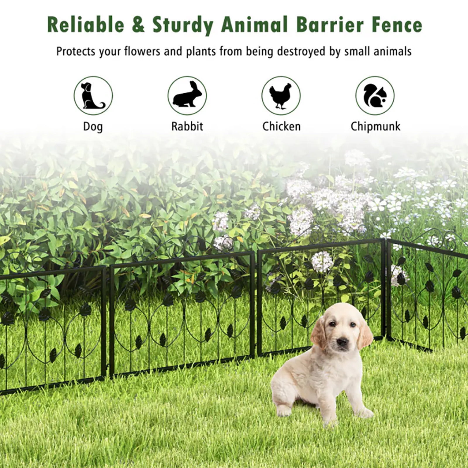 Decorative Garden Fence With 8 Panels Animals Barrier