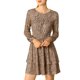 thumbnail image 1 of Vestido de capa con volantes de manga larga de leopardo para mujer INSPIRE CHIC color marrón claro S, 1 of 7