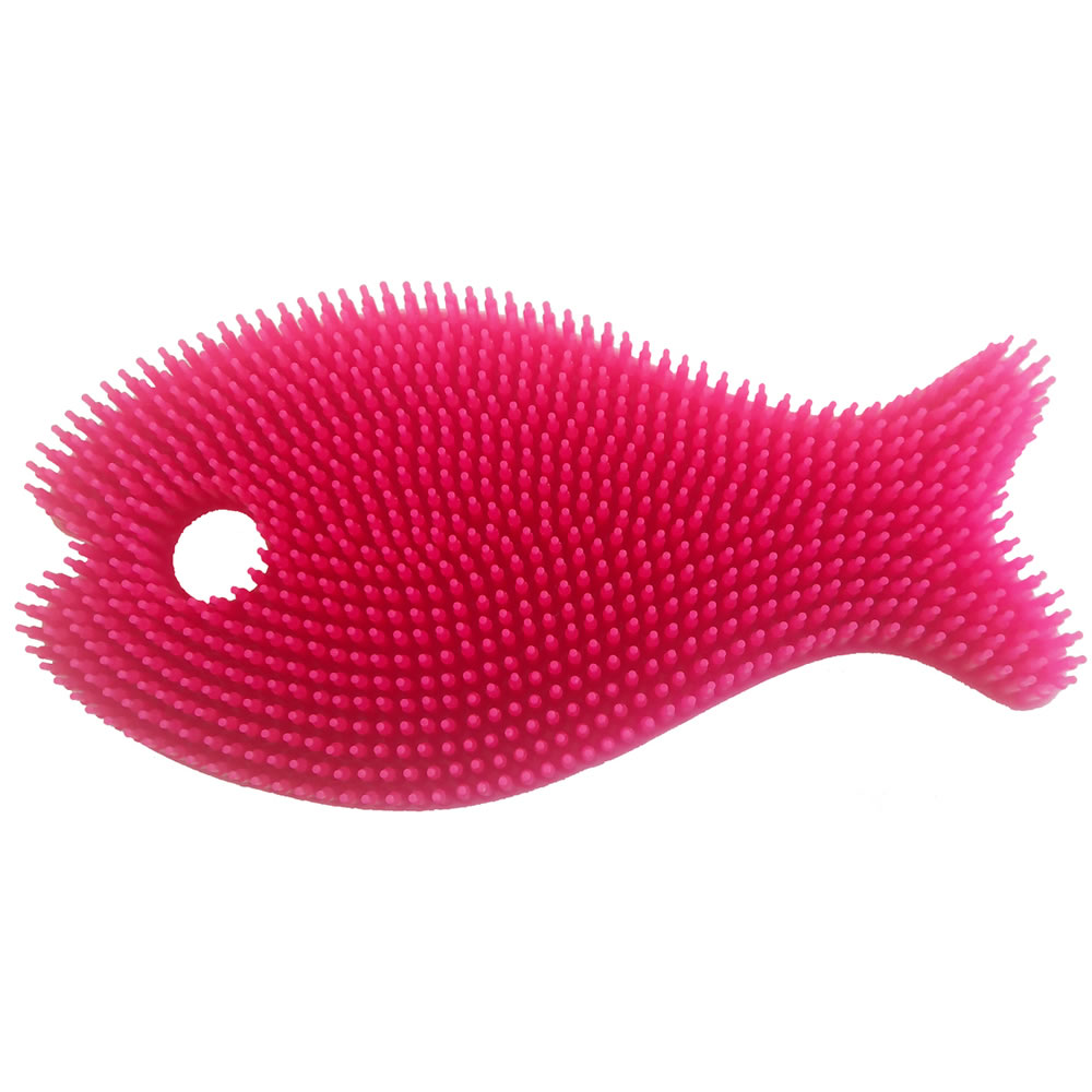 Innobaby Bathin' Smart Silicone Fish Antimicrobial Bath Scrub - FISH LIGHT PINK/FUCHSIA - image 3 of 8