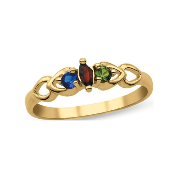 Personalized Daughter's Heart Design Birthstone Ring in 10K and 14k Gold