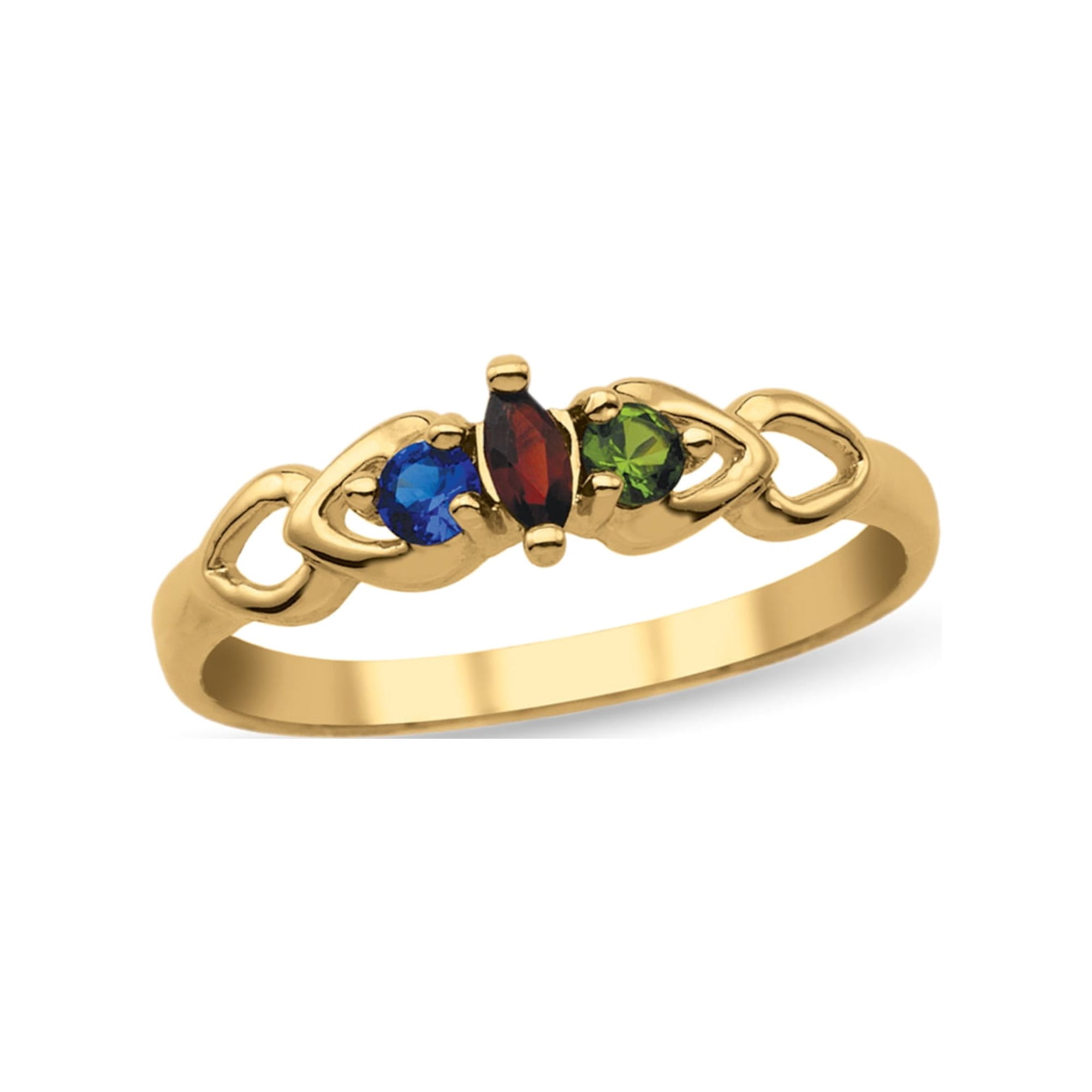 Personalized Daughter's Heart Design Birthstone Ring in 10K Gold by Jewlster