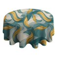 thumbnail image 4 of Teal Gold Marble Pattern Round Tablecloth 60"x60",Wrinkle Wipeable Table Cloth for Kitchen Dining Room Picnic Patio Party, 4 of 6
