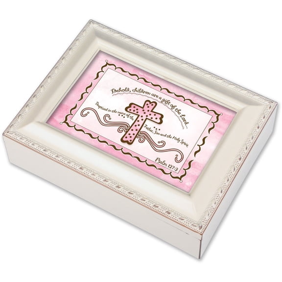 Children Are a Gift of the Lord Ivory Rope Trim Jewelry Music Box Plays Jesus Loves Me