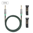 thumbnail image 2 of Clef Audio Labs Instrument Guitar Cable 6.35mm TS to 6.35mm TS, Black Chrome Zinc Alloy Shell/Green Braided - 15FT - 1PK, 2 of 5