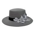 thumbnail image 2 of Embroidered Flower Fedora Hat for Women's Felt Hat Flat Hat Jazz Cap, 2 of 3