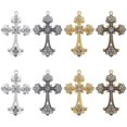 thumbnail image 1 of 1 caja de 8 dijes de diamantes de imitación de 4 colores, cruces a granel, dijes de rosario dorado, crucifijo de aleación de plata, dije gótico grande, 1 of 6