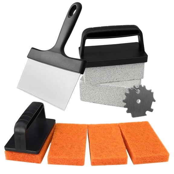 Lockways Griddle Cleaning Kit for Blackstone Flat Top Grill Cleaner Tool Set with Grill Stone Cleaning Brick, Griddle Scraper 10 Pcs