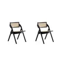 Manhattan Comfort Lambinet 18.3" Wood Folding Dining Chair in Black (Set of 2)
