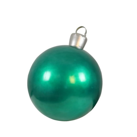 Garden Elements Fiberglass Christmas Figurine Statue Yard Decor, Large Ornament Ball, Green, 26"