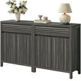 thumbnail image 3 of SICOTAS Farmhouse Buffet Sideboard Cabinet with Drawers, 29" W Fluted Coffee Bar with Adjustable Shelves, Small Modular Storage Cabinet Set of 2 for Dining Room, Living Room, Entryway, Dark Grey, 3 of 9