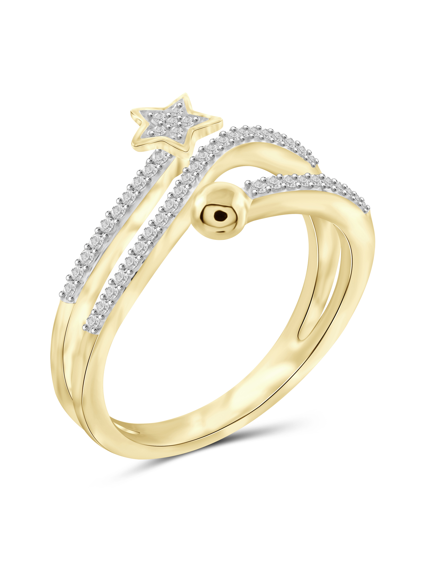 JewelersClub Stackable Diamond Rings for Women – 1/4 Carat White Diamond Ring Jewelry– 14K Gold Plated Silver Stackable Bands for Women –– Stackable Ring Set by JewelersClub
