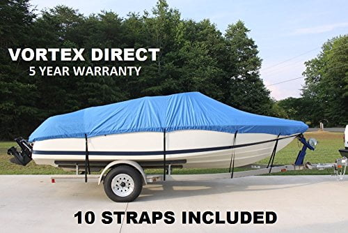 VORTEX HEAVY DUTY VHULL FISH SKI RUNABOUT COVER FOR 17 18 19' BOAT, BEST AVAILABLE COVER BLUE by Vortex