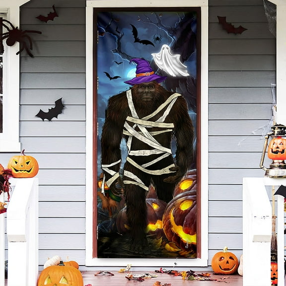 Bigfoot Sasquatch Halloween Door Cover, Halloween Decorations, DDH2871D - 36" x 80"