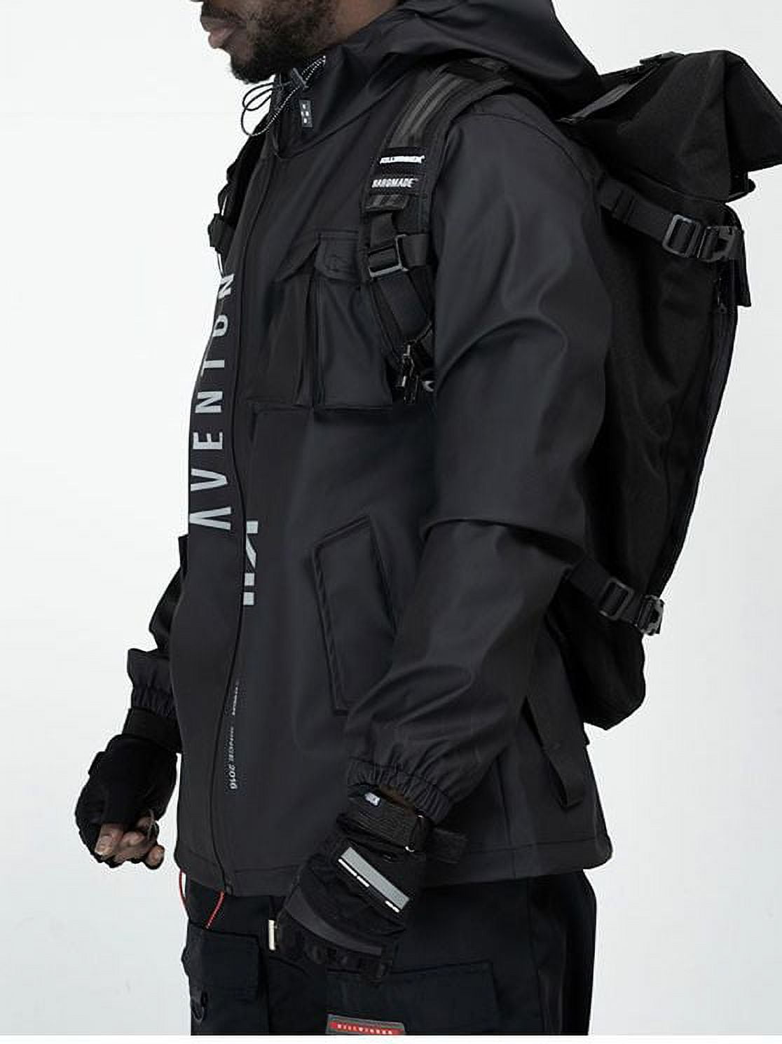 Niepce Inc Techwear Streetwear Black Waterproof Mens Leather Jacket