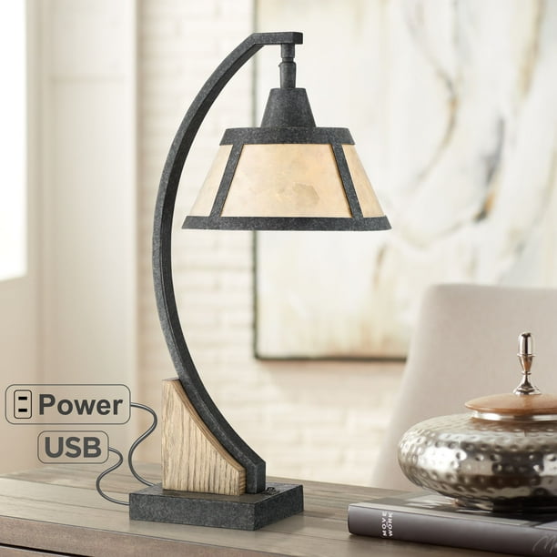 Franklin Iron Works Rustic Farmhouse Desk Table Lamp With Usb And