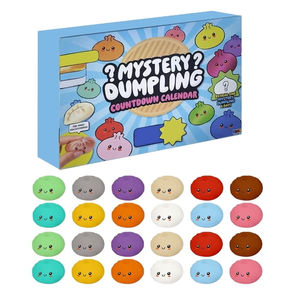 24 Pack Dumpling Squishy Toys, Mystery Countdown Calendar Blind Box, Soft Stress Relief Fidget Toys for Kids and Adults