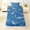 thumbnail image 3 of Feelyou Blue Ocean Shark Twin Sheet Sets for Kids Boys, Cartoon Marine Animal Bedding, 3 Pieces, 3 of 5