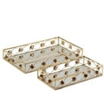 thumbnail image 6 of Efavormart Set of 2 Gold Metal Decorative Serving Trays Floral Bordered Rectangle Mirror Trays - 19"x12" / 15"x8", 6 of 11
