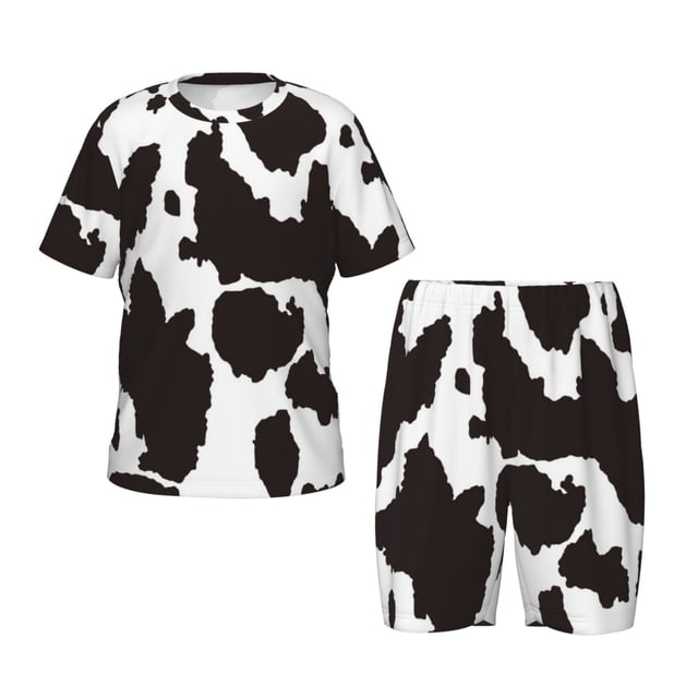 Balery Cow Skin 2 Conjunto de Pijama Infantil de Manga Corta con Estampado – Ropa de Dormir de Algodón Suave-4X-Large