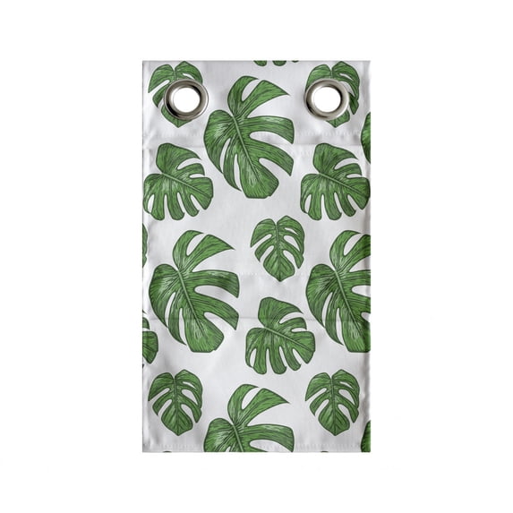 Philodendron Hanging Pocket Organizer, Repetitive Pattern of Detailed Drawn Tropical Leaves, Printed Polyester Storage Bag with Pockets, 9" x 27", Fern Green and White