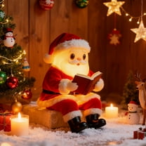 LED Santa Claus Reading Light, Christmas Table Decor with Built-in Lighting, Holiday Home Decor for Nightstand