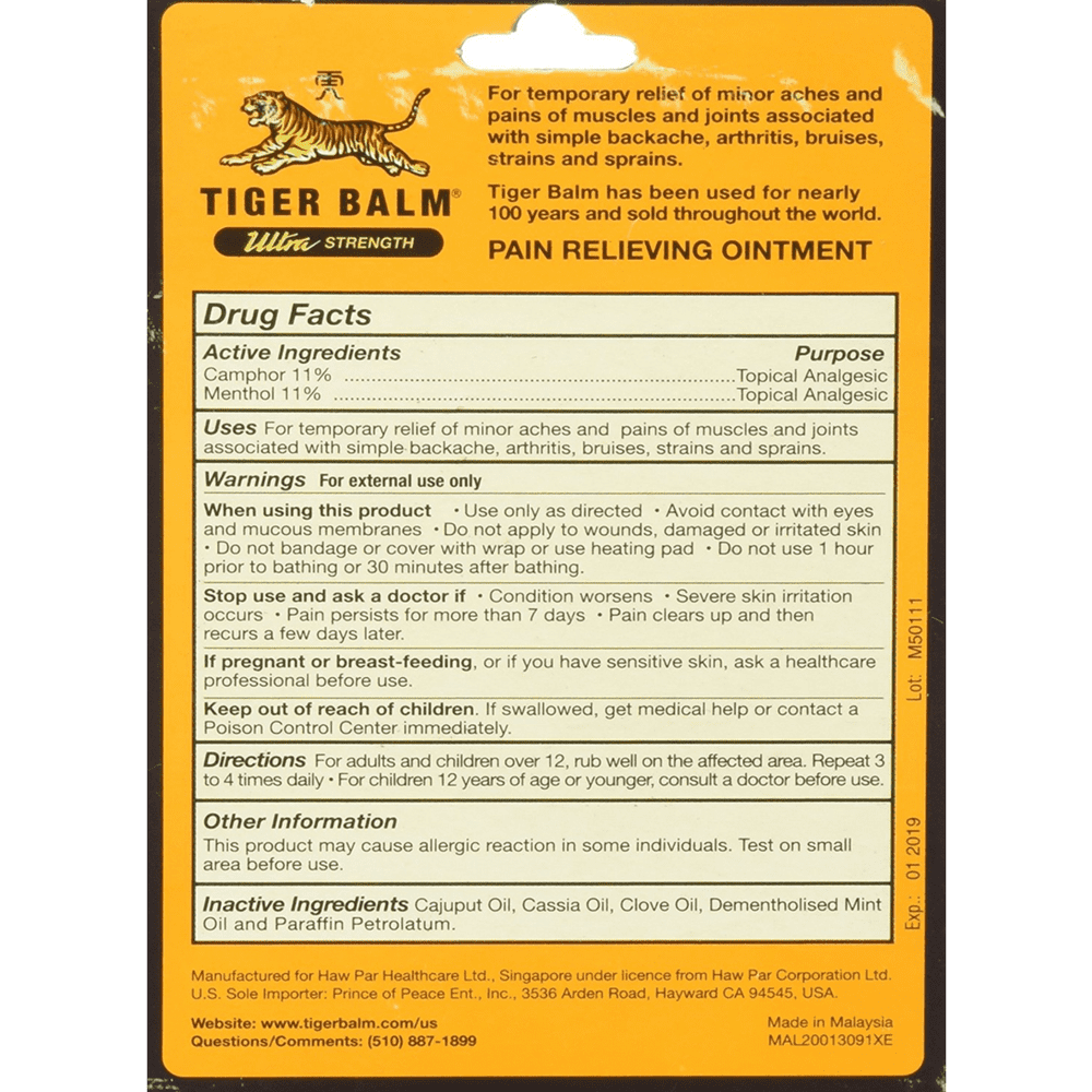 Tiger Balm Sport Rub Pain Relieving Ointment, Ultra Strength 1.70 oz (Pack of 4)