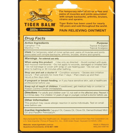 Tiger Balm, Pain Relieving Ointment, Ultra Strength, 1.7 Oz (Pack of 2)