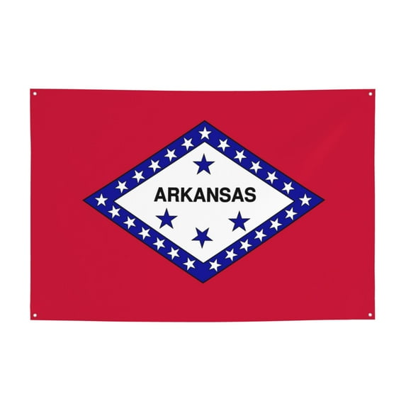 DouZhe America Usa Arkansas State Flag Sign Banner, Blue Stars Hanging Banners Backdrop Festive Party Decor for Indoor Outdoor, 47 x 71 Inches