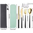 thumbnail image 2 of STONCEL 6 Pcs Portable Stainless Steel Flatware Set, Travel Reusable Utensils Set Cutlery Set Including Knife Fork Spoon Chopsticks Carry Case for School, Office, Camping, Picnic(Black-Gold), 2 of 8