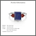 thumbnail image 4 of Gem Stone King 10K White Gold Blue Lapis and Red Garnet 3 Stone Engagement Ring for Women (2.54 Cttw, Emerald Cut 9X7MM, Gemstone Birthstone, Size 7.5), 4 of 4