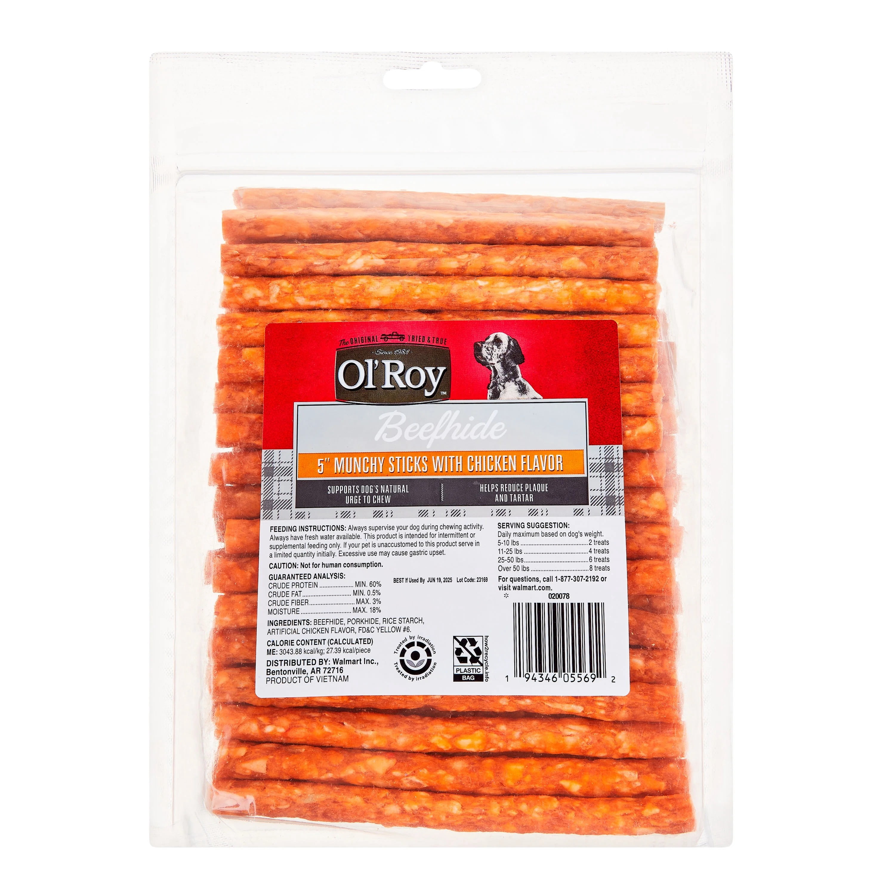(5 pack) Ol' Roy 5-inch Munchy Sticks with Chicken Flavor, 16.4 oz, 50 Count